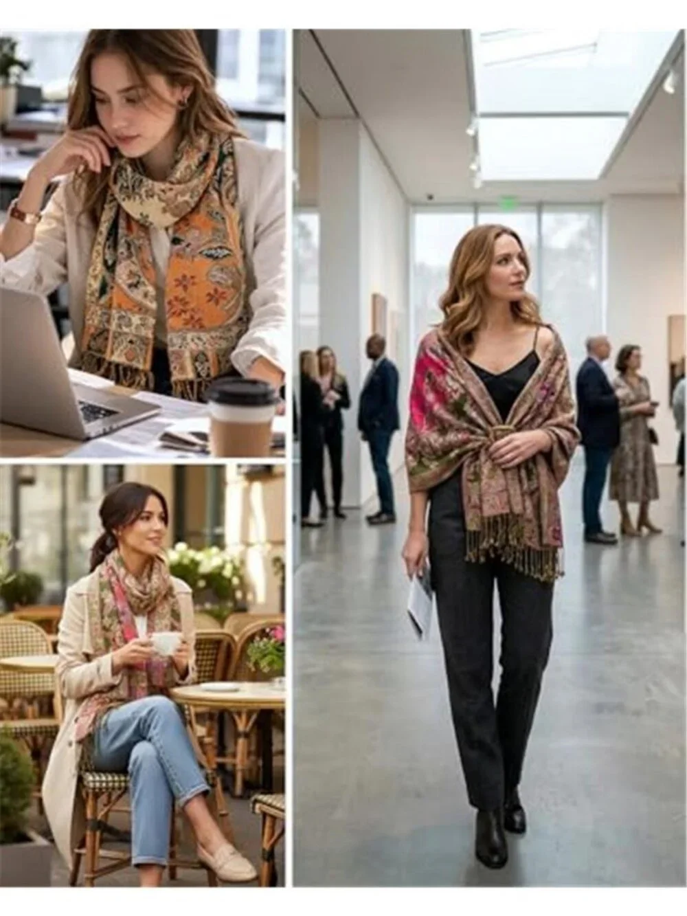 Elegant Paisley Floral Pashmina Shawl and Wrap Boho Rave Scarf